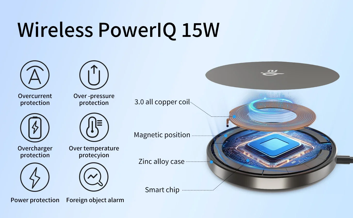 Qi2 Magnetic Aluminum  Wireless Charger 15W fast Charging Pad 2 in 1 for airPods and Iphone 15 14 15 12 with strong magnets
