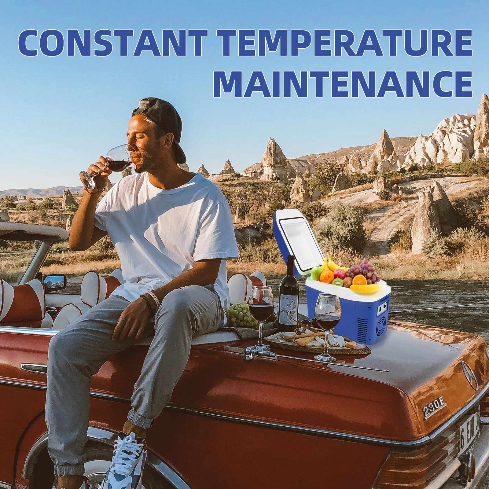ثلاجة صغيرة محمولة للتخييم من IceBlue، 7 لتر/9 علبة مبرد ثلاجة ثنائي السيارة مع مقبس طاقة ولاعة السجائر بتيار مستمر 12 فولت