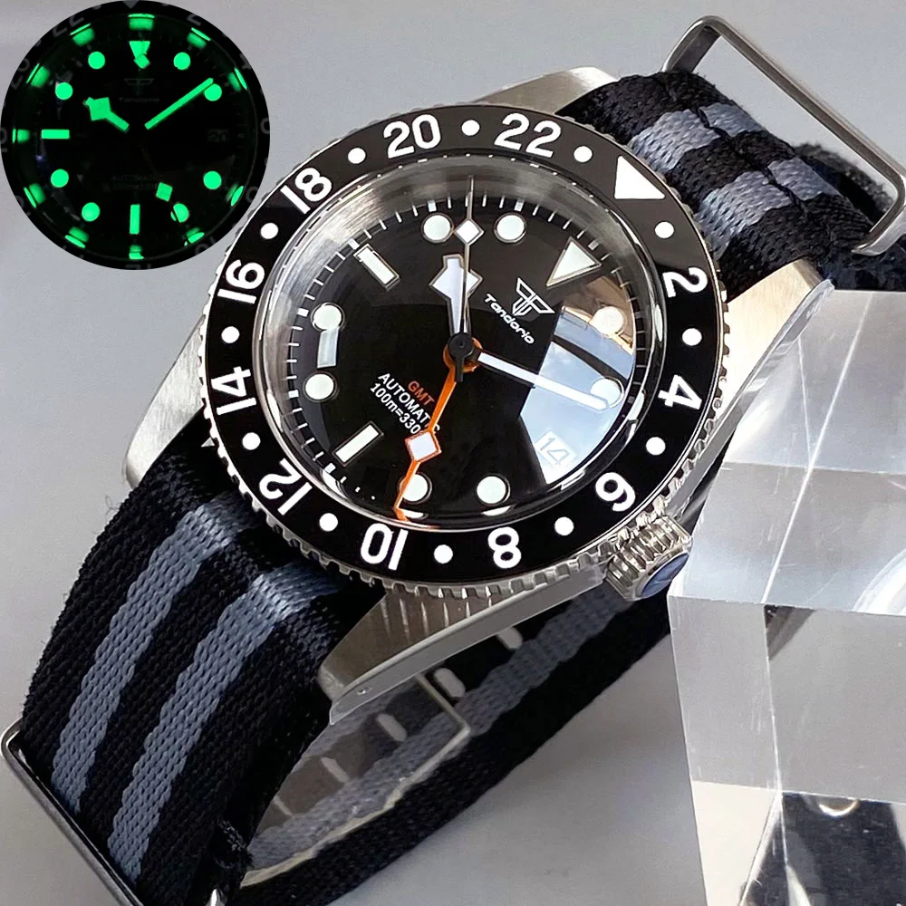 

Hot Tandorio Bubble Sapphire Crystal 38mm NH34 Men Auto 20ATM Swim Watch Date Cyclops 120 Clicks Bezel Lume Snowflake Hand Retro