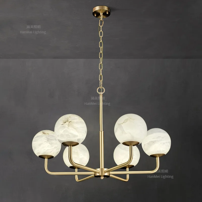 Postmodern natural marble chandelier light luxury living room dining room