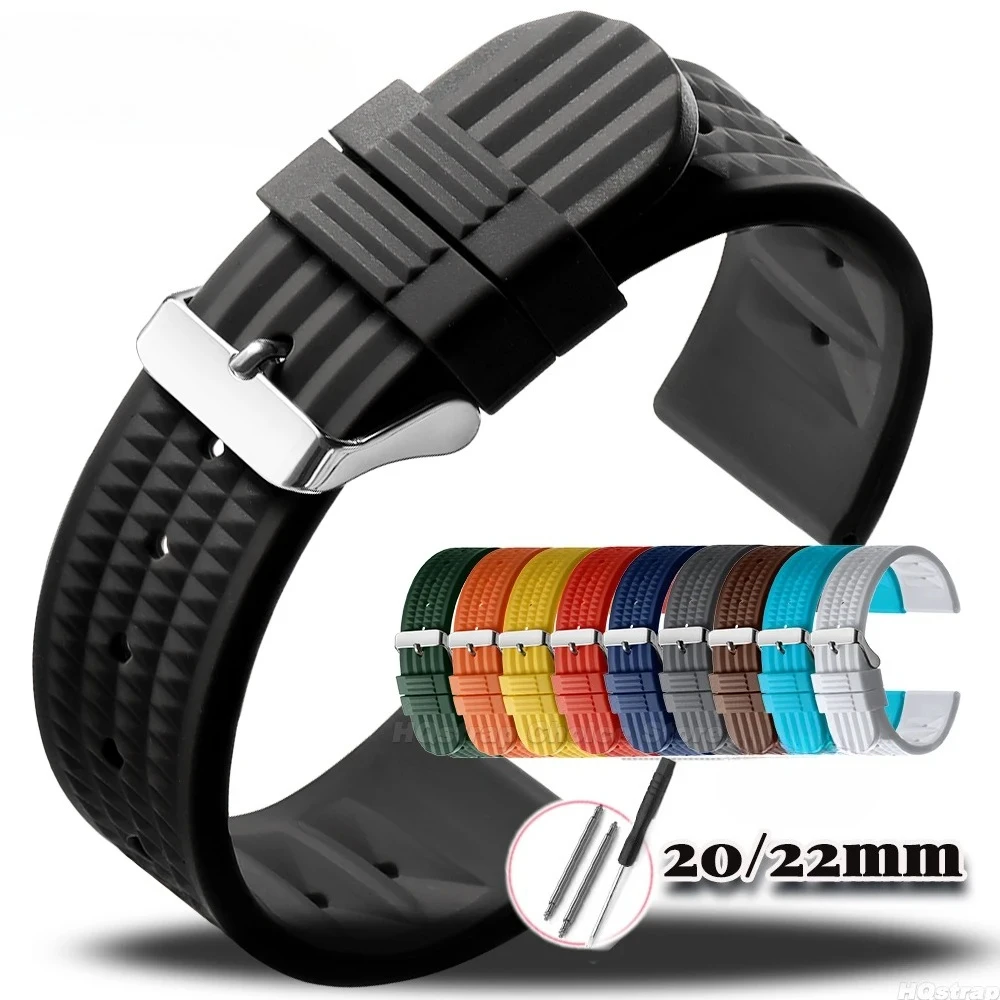Gummi-Uhrenarmband, 20 mm, 22 mm, für Waffel-Stil …