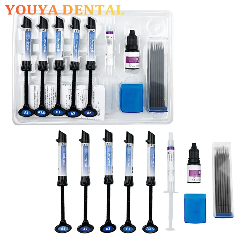 1set Dental Restorative Syringes Light Cured Gel Universal Aesthetic Composite Resin Filler
