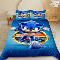Sonic 3pcs Teens Duvet Cover Cool Anime Bedding Set Quilt Cover Set with 2 Pillowcase for Bedroom Decor Best Gifts