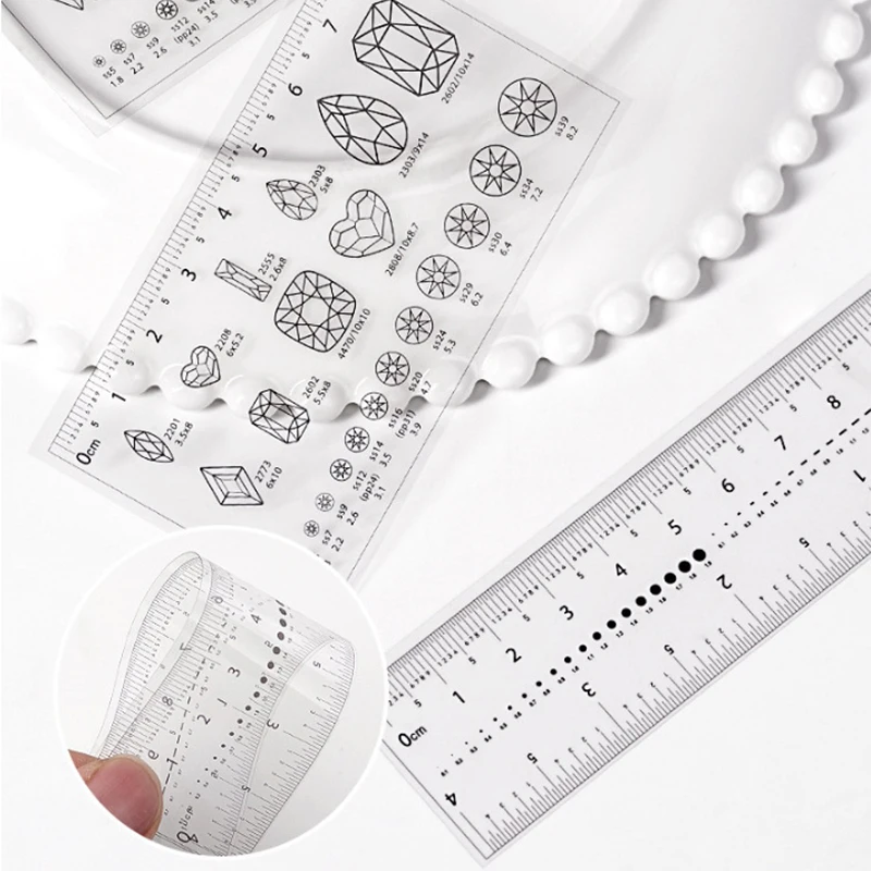 2Pcs Manicure PVC Clear Soft Ruler Transparent Card Scale Can Measure Drill Nail Shop Special Tool Ruler