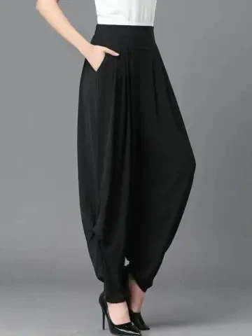 

Loose Casual Harem Pants Women's plus Size Summer Elastic Waist Wide Leg Pants Big Size Clothes Lantern Carrot Long Trousers