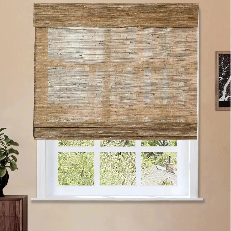 Custom-made Pure Natural Jute Bamboo Roman Blind for Hotel Living Room Bedroom Office Sunproof Bamboo Roller Blind