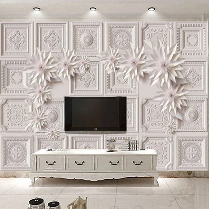 Customized 3D Wallpaper Living Room Hotel Mural Embossed Flower Modern Living room sofa TV background wall bedroom restaurant 8d