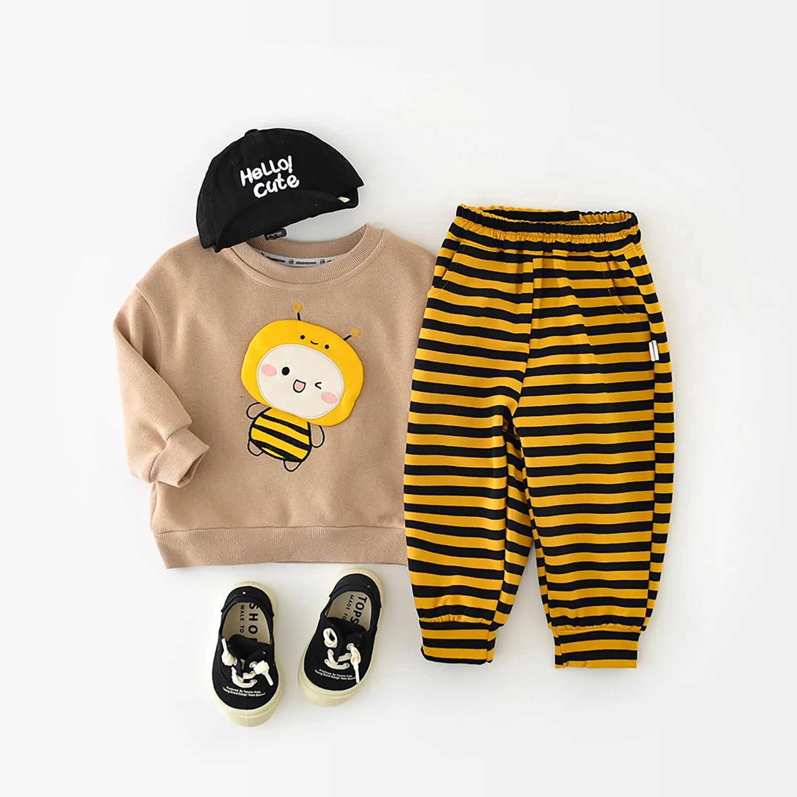 Toddler Boys Autumn Winter Clothes Sets 2024 New Fashion Long Sleeve Outfits Sweatshirts and Striped Sweatpants Two Piece Sets