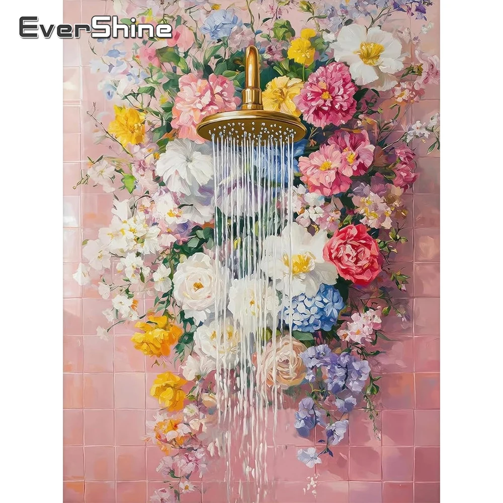 Evershine Diamant-Mosaik, Blume, DIY-Handarbeit, Diamant-Malerei, Duschdüse, Acryl, Bastelbedarf, Stickerei, einzigartiges Geschenk