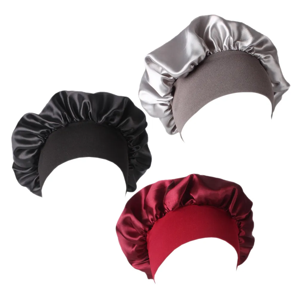 3Pcs 32x32cm Satin Sleep Cap Women Dacron Material Gentle on Skin Hair Preserving Cap for Sleeping Bath Chemo Use