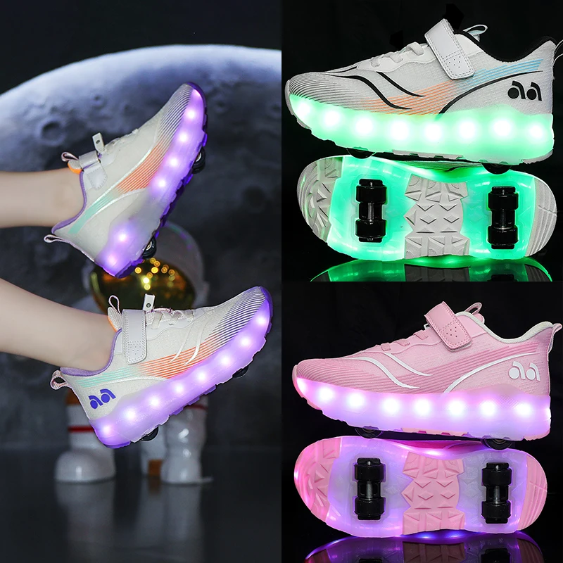 

Boys' 2-Wheel Roller Sneakers (2025 New): Cool Multi-Light Shoes, Girls' Roller Skates for Students
