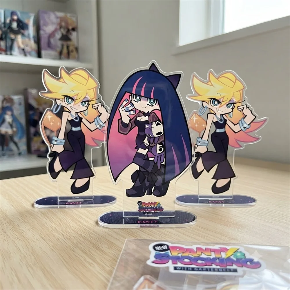 10CM hot Anime Panty & Stocking Acrylic cute Keychain Stand Accessories Goods Collection Gifts