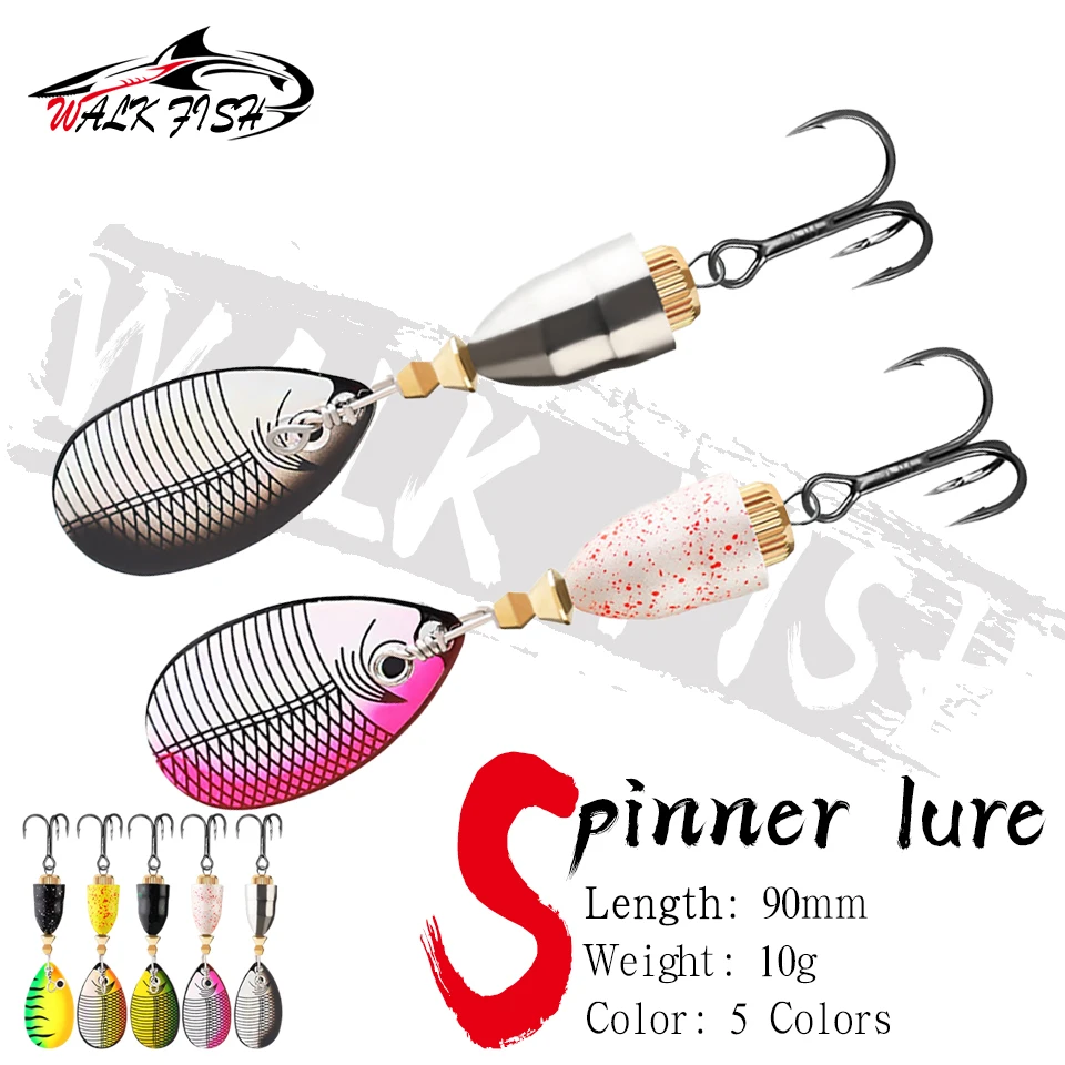 WALK FISH 9CM/10G Angeln Löffel Köder Triple Haken Metall Spinner Pailletten Angeln Köder Lange Casting Rig salzwasser Süßwasser