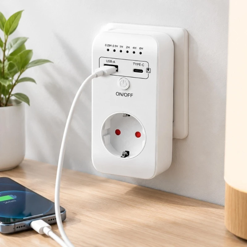  USB-A and Type C Timed Power Unit Timer Socket for Listed Kitchen Appliances