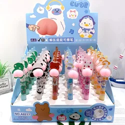 36pcs/lot Cartoon Animal Butt Erasable Gel Pen Duck Sheep 0.5mm Blue Ink Neutral Pens Promotional Gift Office School Supplies