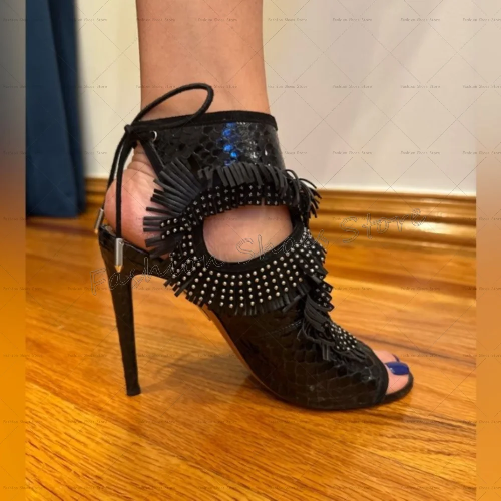 

Black Hollow Out Crystal Sandals Open Toe Thin High Heels High Heel Shoes for Women Fashion Heels 2025 New Zapatos Para Mujere
