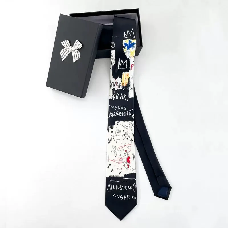 Ins Tie, Bow Tie, Shirt, Jk Fashion, Artistic Niche Accessories, Design-Inspired Black Art Graffiti Gift Box Set