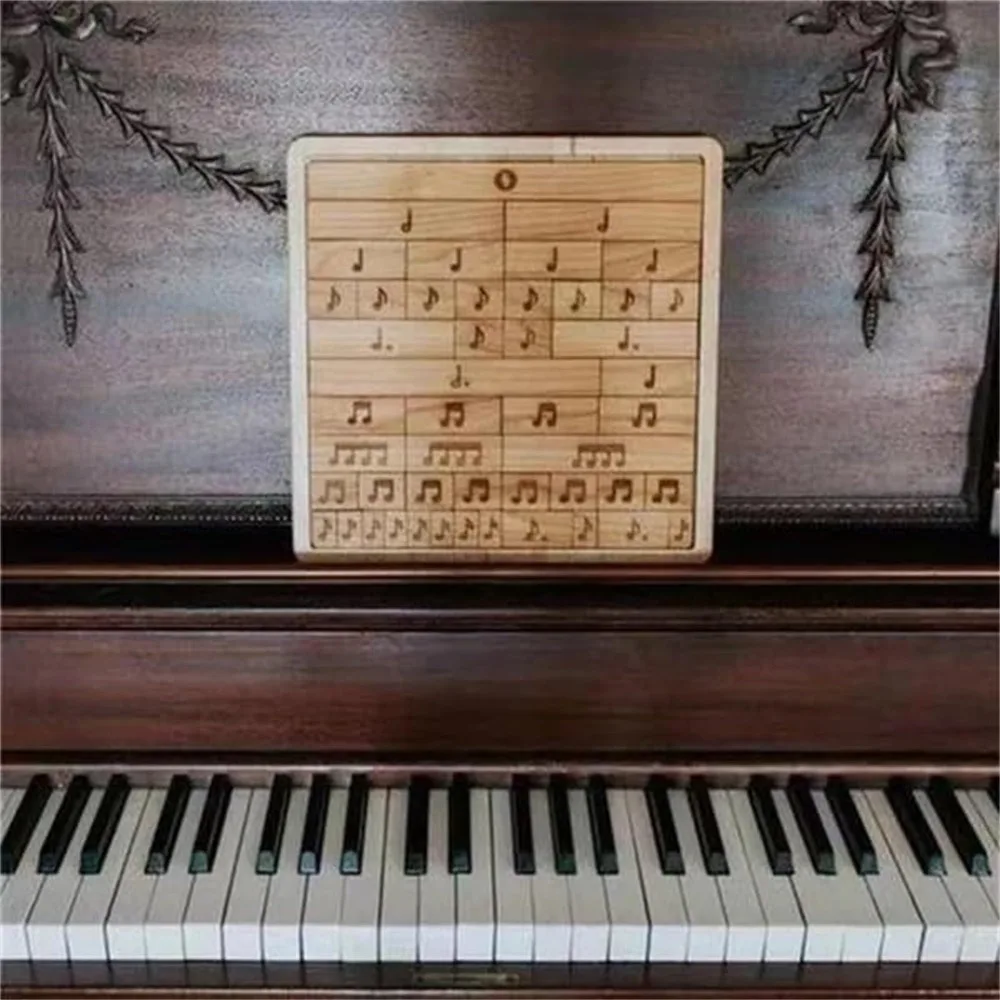 Handmade Wooden Music Puzzle Funny Toy Music Education Tool Fun Learning Piano Musical Notes Wooden Puzzle