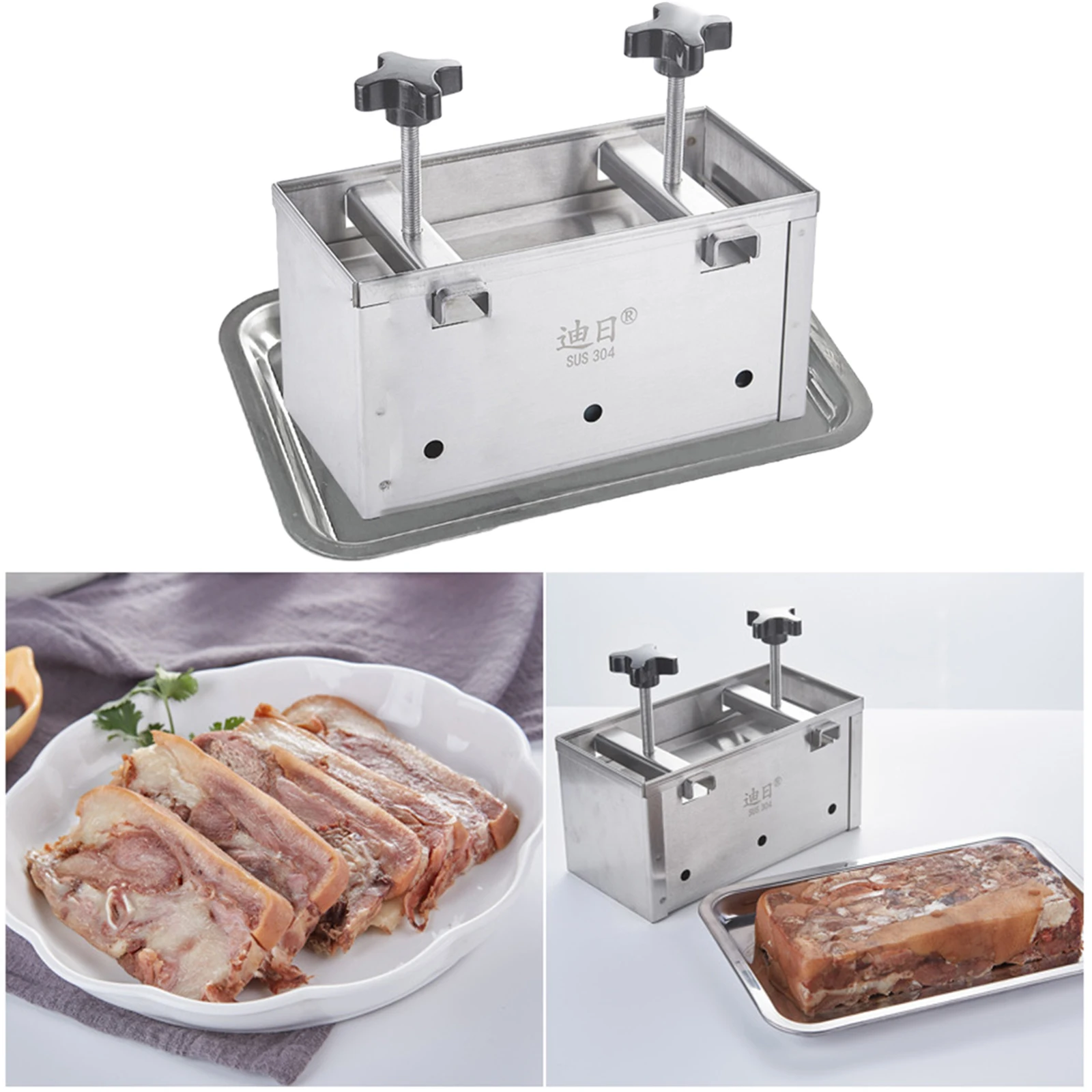 Stainless Steel Ham Meat Pressing Mold Box for Kitchen Tool Hamburger Making