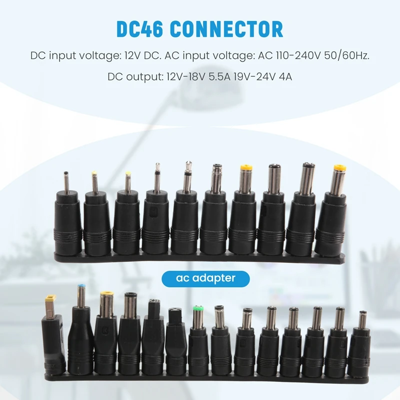 อะแดปเตอร์แปลงไฟ AC 12V-24V อเนกประสงค์ใหม่ชาร์จไฟในบ้านรถ USB12V แหล่งจ่ายไฟ100W 5A แล็ปท็อปพร้อมขั้วต่อ DC 38ชิ้น