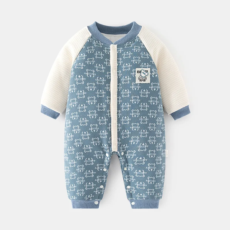 Baby Thick Quilted Jumpsuit Keep Baby Warm Autumn and Winter Boneless Romper plus Cotton Going out Rompers Children's Jump Suit