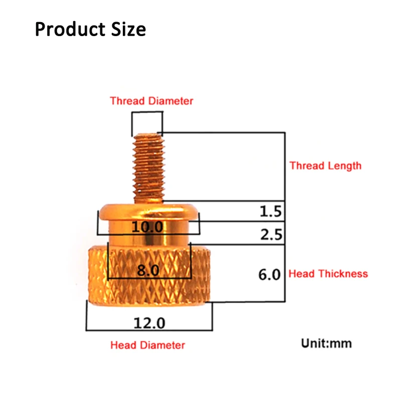 2pcs M3 M3.5 M4 Knurl High Step Head Hand Tighten Thumb Screw Colorful Aluminum Thumbscrews Computer Case Bolt DIY Anodizing