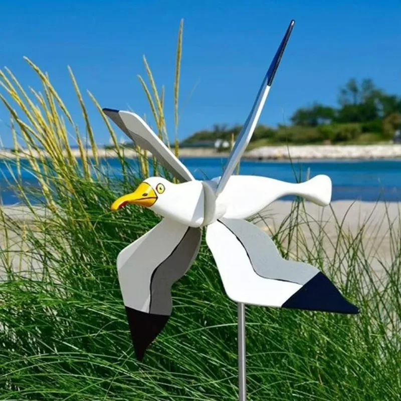 New Seagull Windmill Garden Outdoor Bird Holiday Decorative Wind Spinners Personalized Courtyard Decor Gift Accessories Supplies