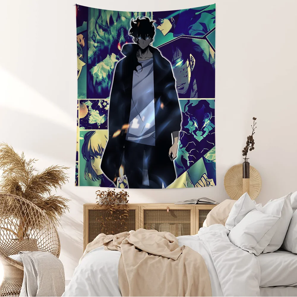 Solo Leveling Comics Anime Hanging Bohemian Tapestry For Living Room Home Dorm Decor Japanese Tapestry