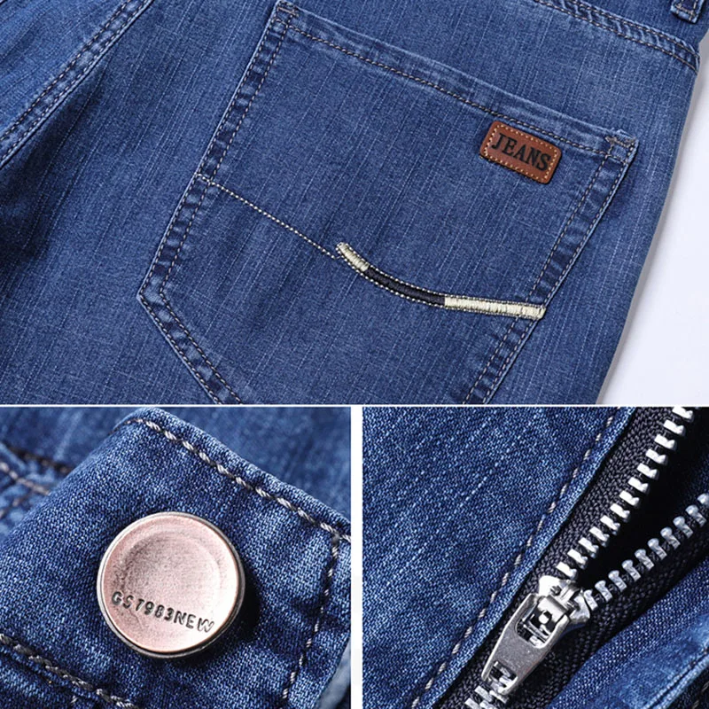 New Men Spring Autumn Straight Leg Business Jeans Trend Male Baggy Stretch Daily Casual Comfortable Black Gray Denim Trousers - view 6