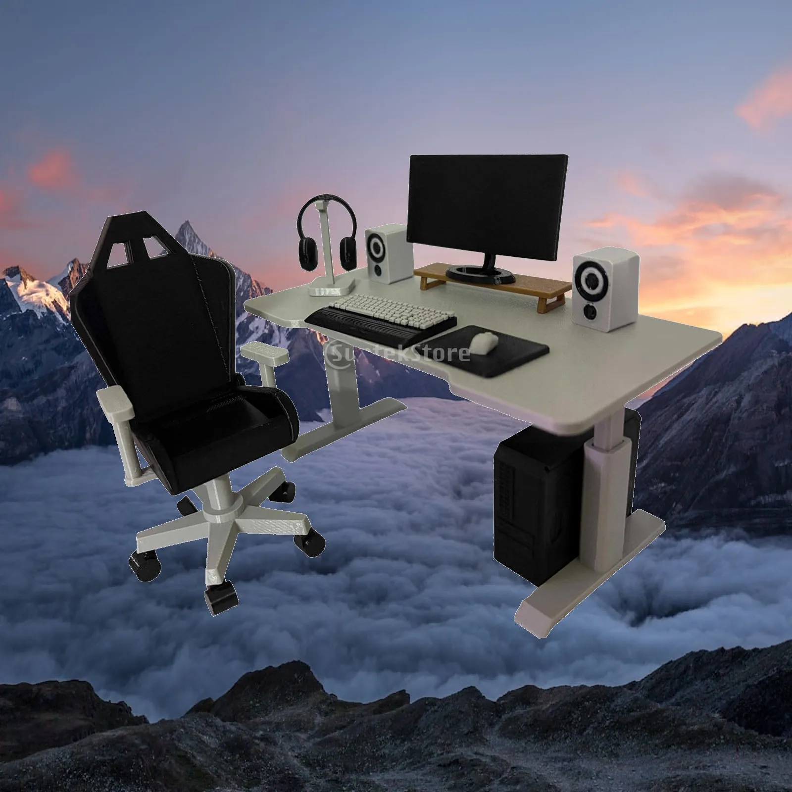 Miniature Office Furniture Layout Decoration Compact Pretend Play Toy Simulation