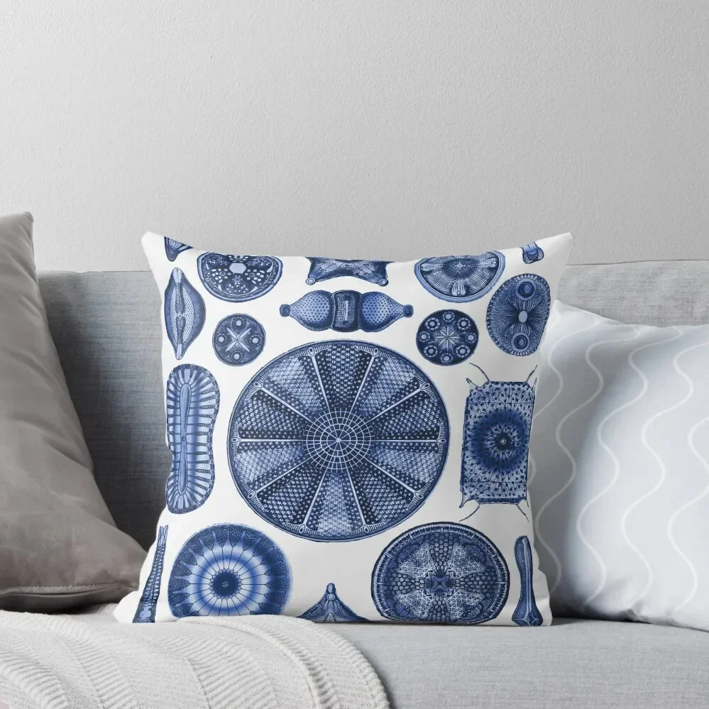 

Ernst Haeckel Diatoms Indigo Blue Throw Pillow Sofa Cushions Christmas Cushion For Home pillow