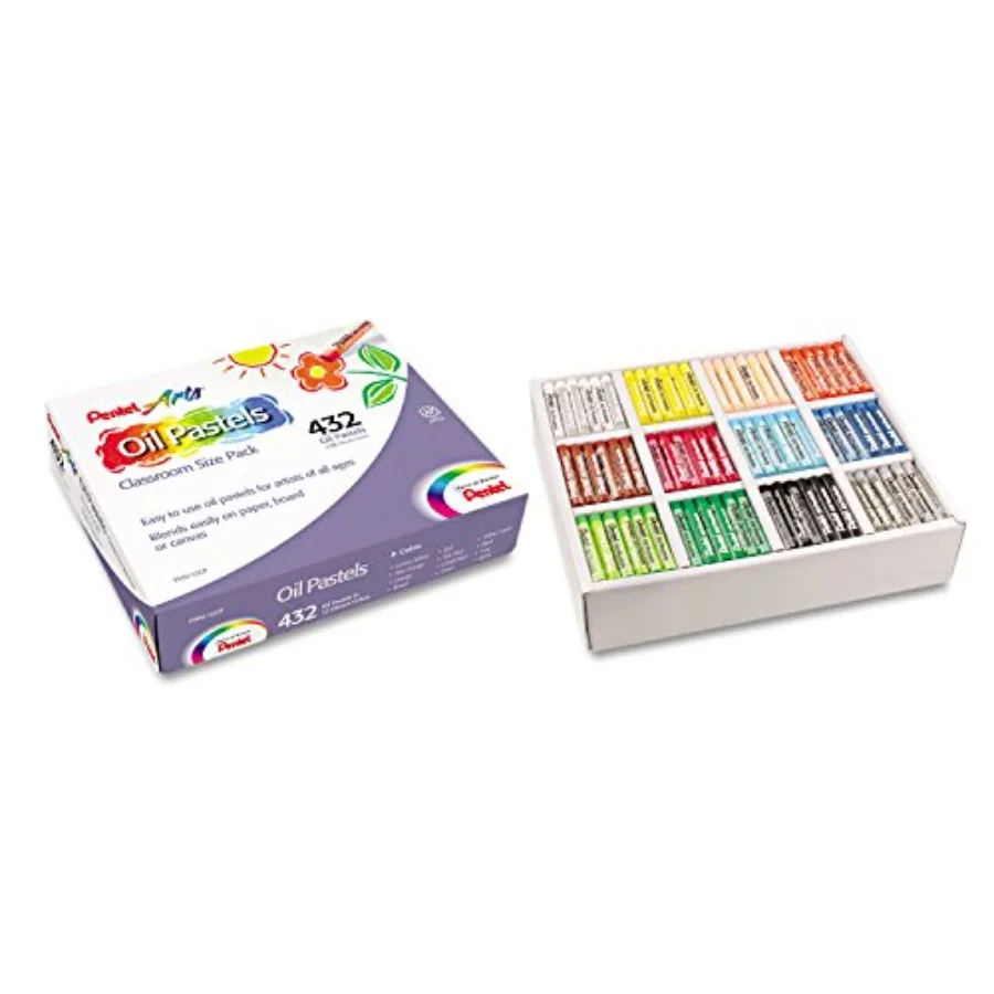 

Arts Oil Pastels 432 Piece Classroom Size Pack for Educational Art Programs and Creative Projects High-Quality Pigments with Sm