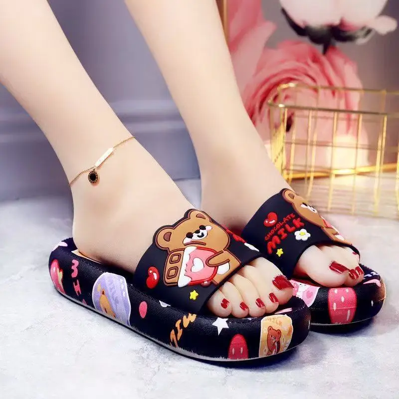 real pictures 2025 new summer Cute Winnie the Pooh and Playful Girl Style Home Plush Slippers Women's Plush Shoes Slippers