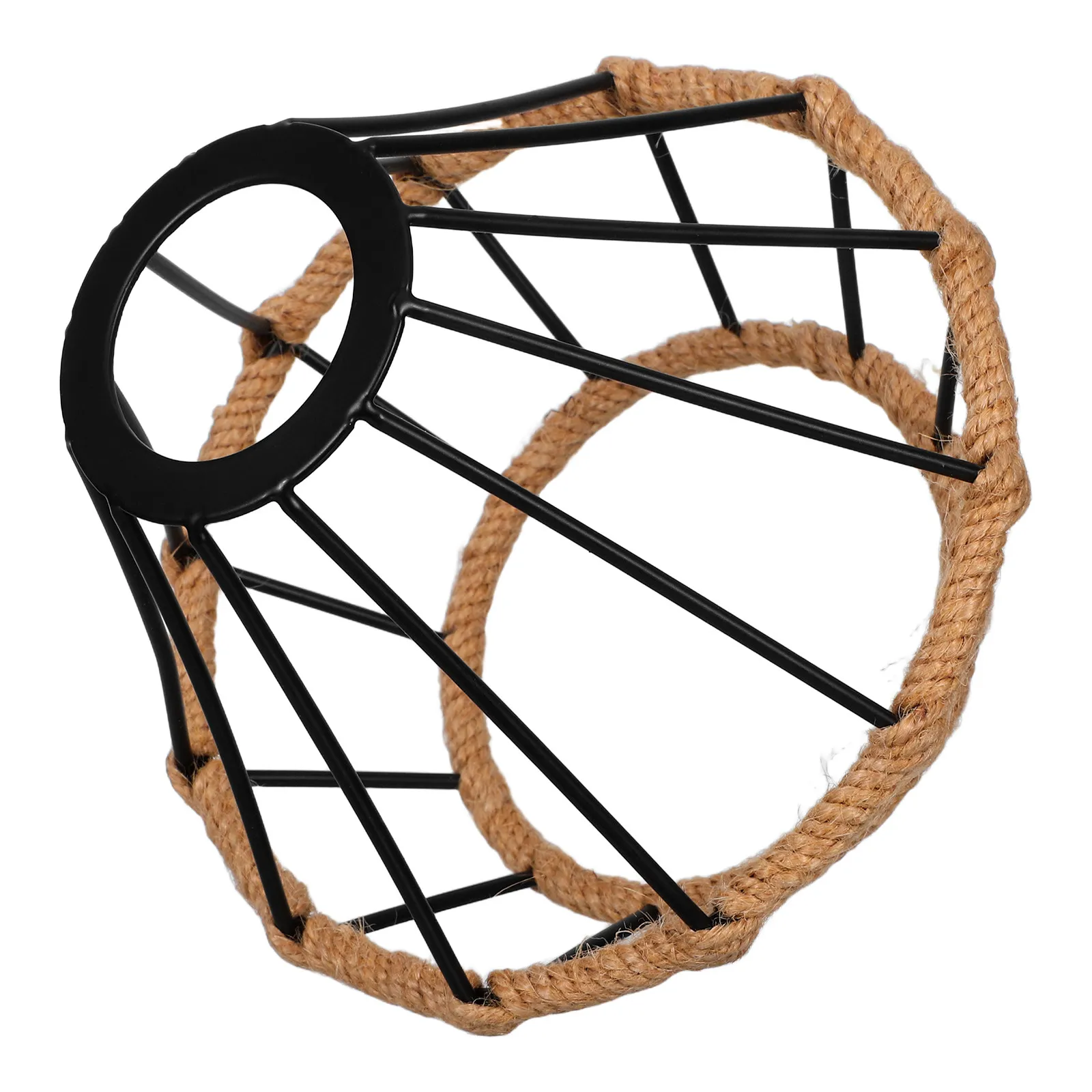 Iron Frame Handwoven Paper Rope Lampshade E27 Pendant Ceiling Light Shade Rustic Farmhouse Vintage Hollow Out Design for Bedroom