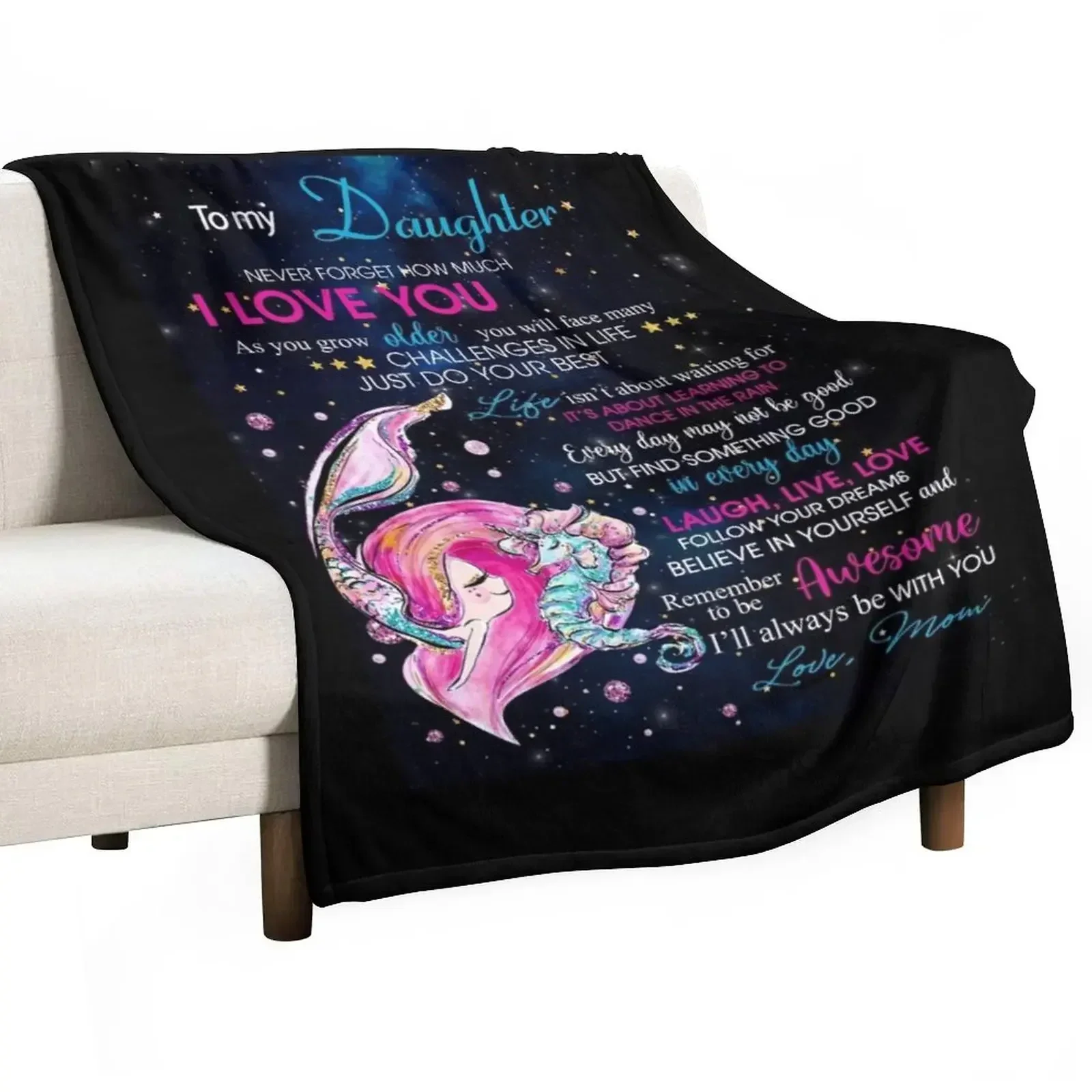 to my daughter never forget how much I love you Throw Blanket Fashion Sofas Cute Blankets