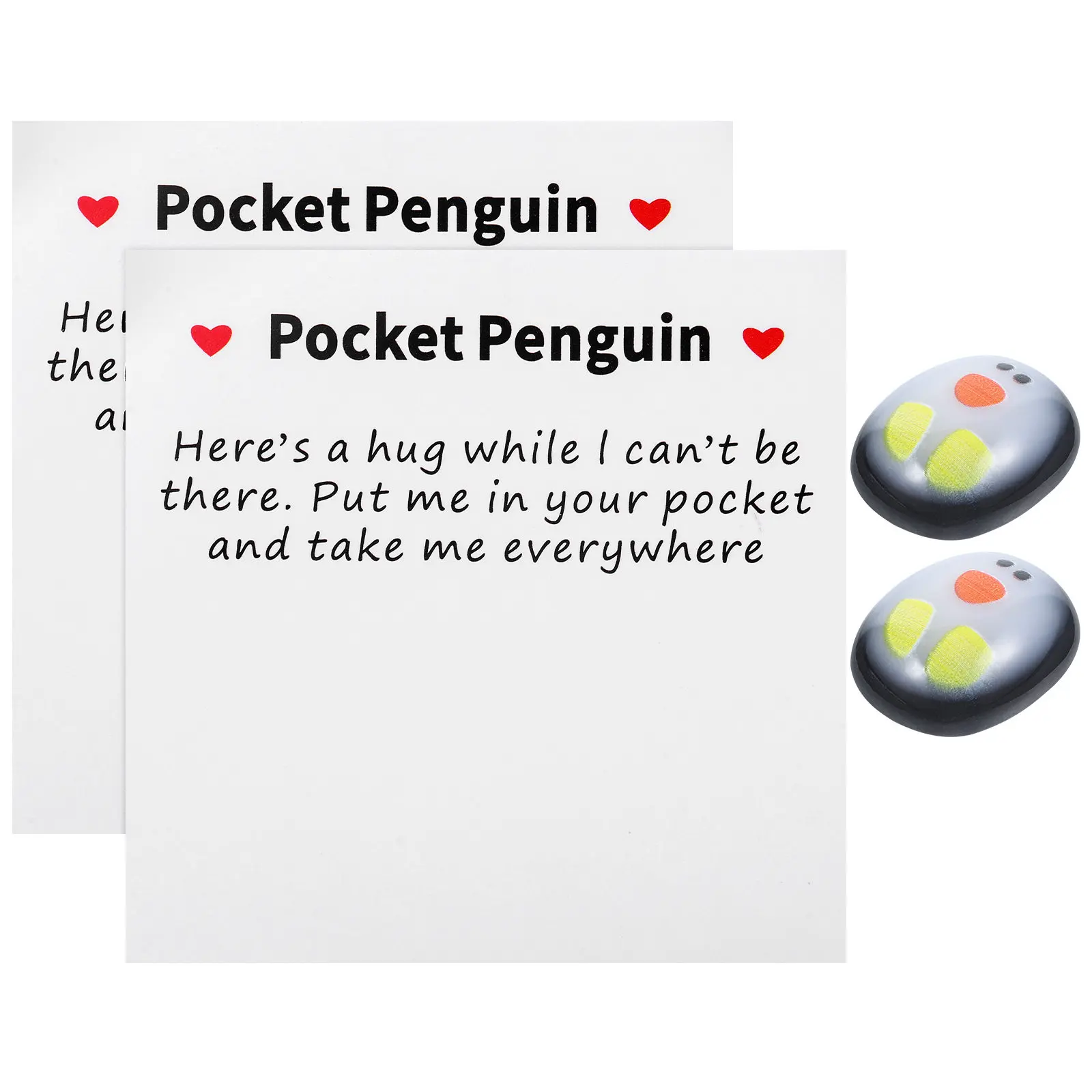 1Set Glass Penguin Ornament Pocket Hug Desktop Decor Tabletop Small Glass Penguin Greeting Card Pocket Hug Stress Relief Toy