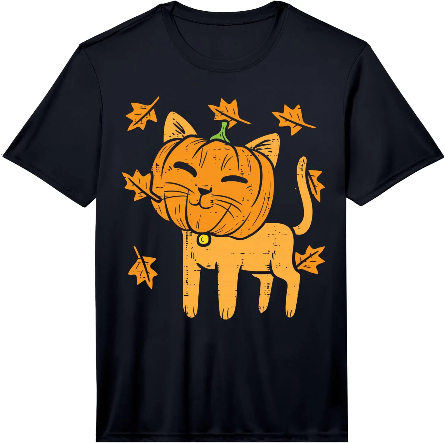 Cat Pumpkin Cute Halloween Fall Autumn Thanksgiving Animal Performance T-Shirt 100% Cotton Trendy Y2K Short-Sleeve Tee – Soft,