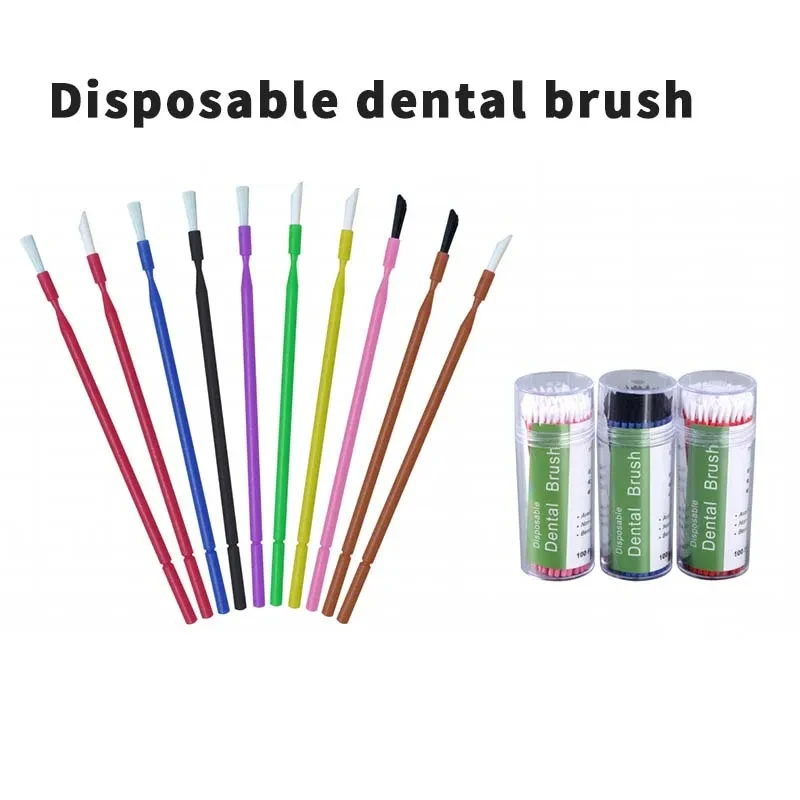 NIGF 100Pcs/Box Dental Disposable Micro Applicator Brushes Long Head Brush Bendable Sticks for Makeup Dentistry Care Cleaning