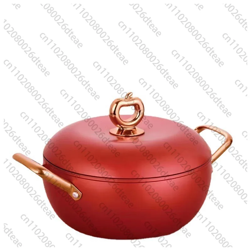 Non Stick Soup Apple Shape Pot Portable Multifuctional Kitchen Cookware Deep Cooking Casserole Pot Cooking Casserole Stew Pat