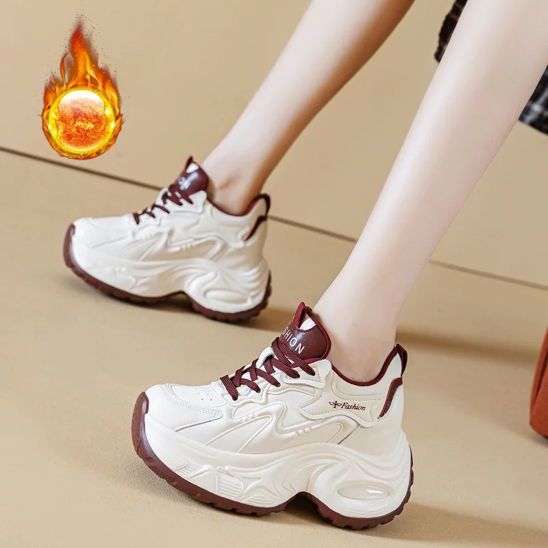 

Women's 9CM Height Increasing Shoes New Sports Casual Shoes Women's Inner Height Increasing Sports Shoes Women's Velvet Shoes
