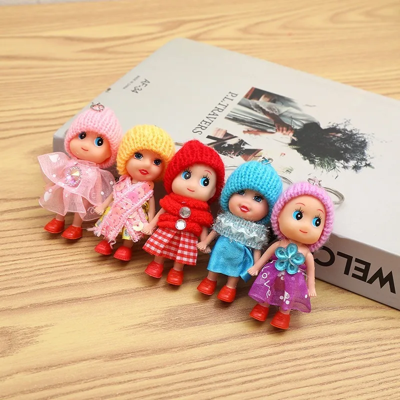 1PC Kids Dressing Doll portachiavi Mini bambola per ragazze ragazzi piccole bambole morbide bambola rinata portachiavi carino moda peluche peluche