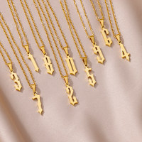 Stainless Steel Number Necklaces For Women Men Gold Color 0 1 2 3 4 5 6 7 8 9 Necklace Pendant Jewelry Male Female Neck Chain