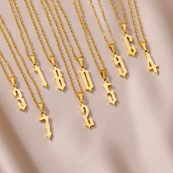 Stainless Steel Number Necklaces For Women Men Gold Color 0 1 2 3 4 5 6 7 8 9 Necklace Pendant Jewelry Male Female Neck Chain