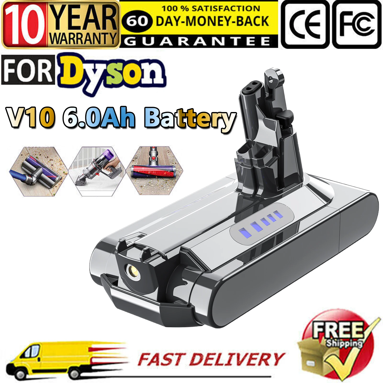 

New 25.2V 6000mAh Replacement Battery For Dyson V10 SV12 Absolute Replaceable Fluffy Cyclone Vacuum Cleaner Battery