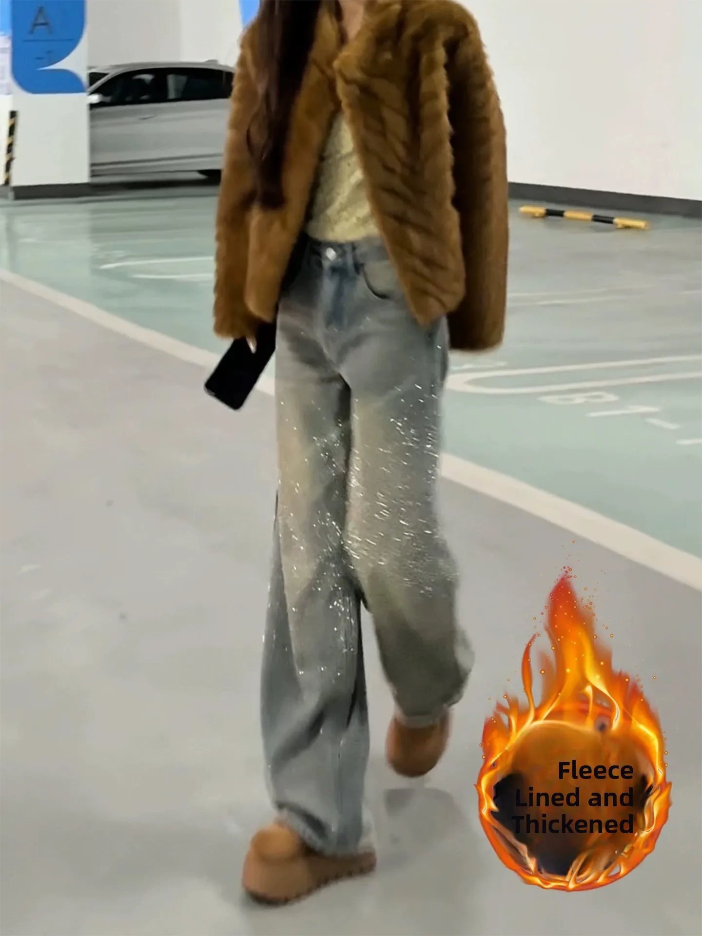 

Блестящие синие джинсы с пайетками, женские джинсовые брюки с высокой талией и широкими штанинами, летняя новинка, винтажный прямой крой, с эффектом «Сияющая Звездная Река»