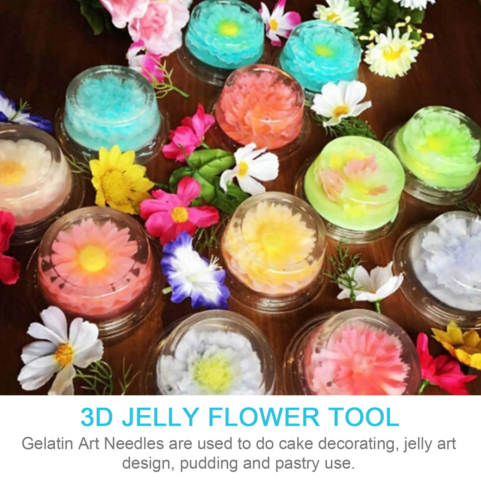 

Cake Decoration Jelly Art Tools Stainless Steel Syringe Pastry Nozzle 3D Flower Mold for Baking Gelatin Kitchen Use
