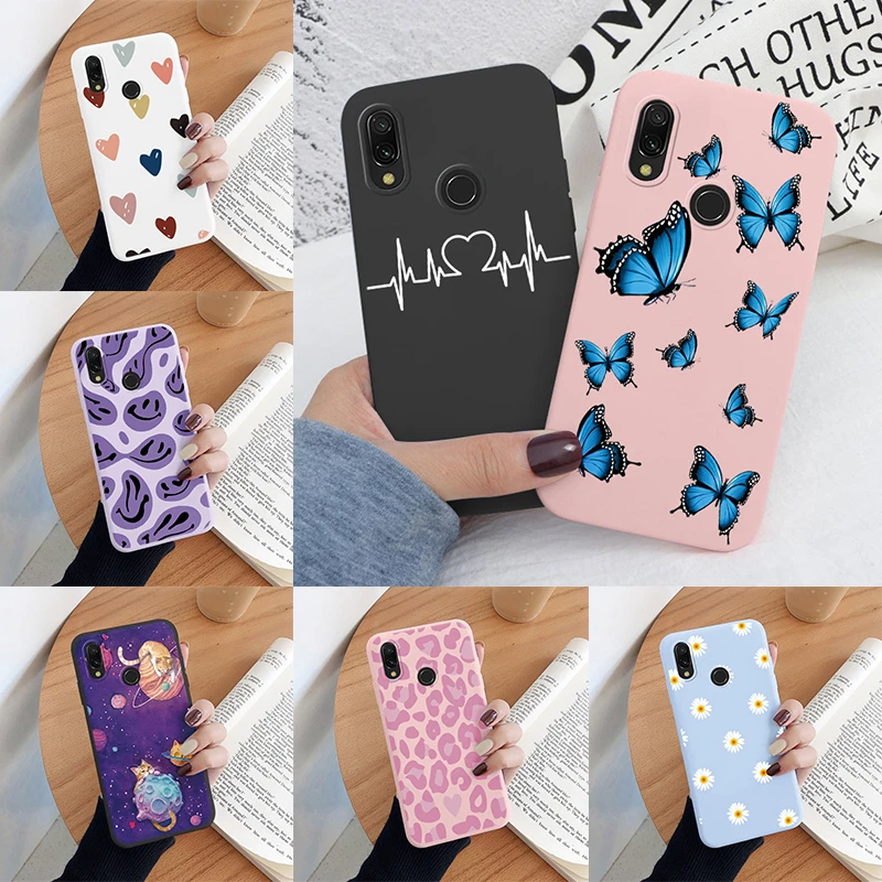 For Redmi Note 7 Case Colorful Face Cute Heart Soft TPU Fundas Shockproof Bumper Phone Cover For Redmi Note 7 Pro 7S Butterfly