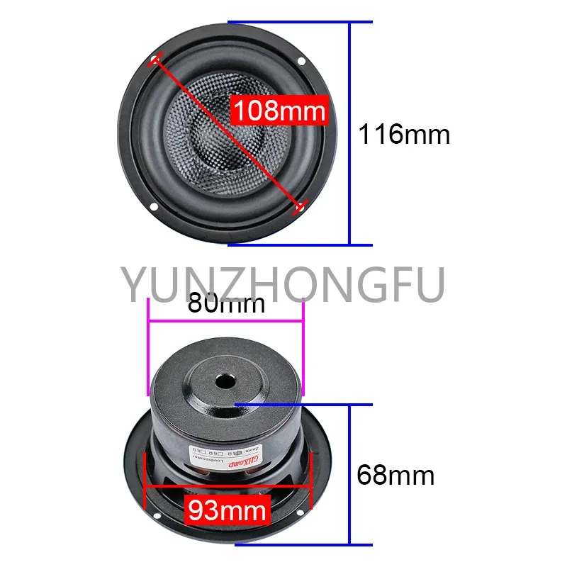 Unit HIFI 4ohm 40W Fiberglass Woven Basin Deep Bass Loudspeaekr Large Magnetic 1PC GHXAMP 4 Inch Woofer Subwoofer Speaker