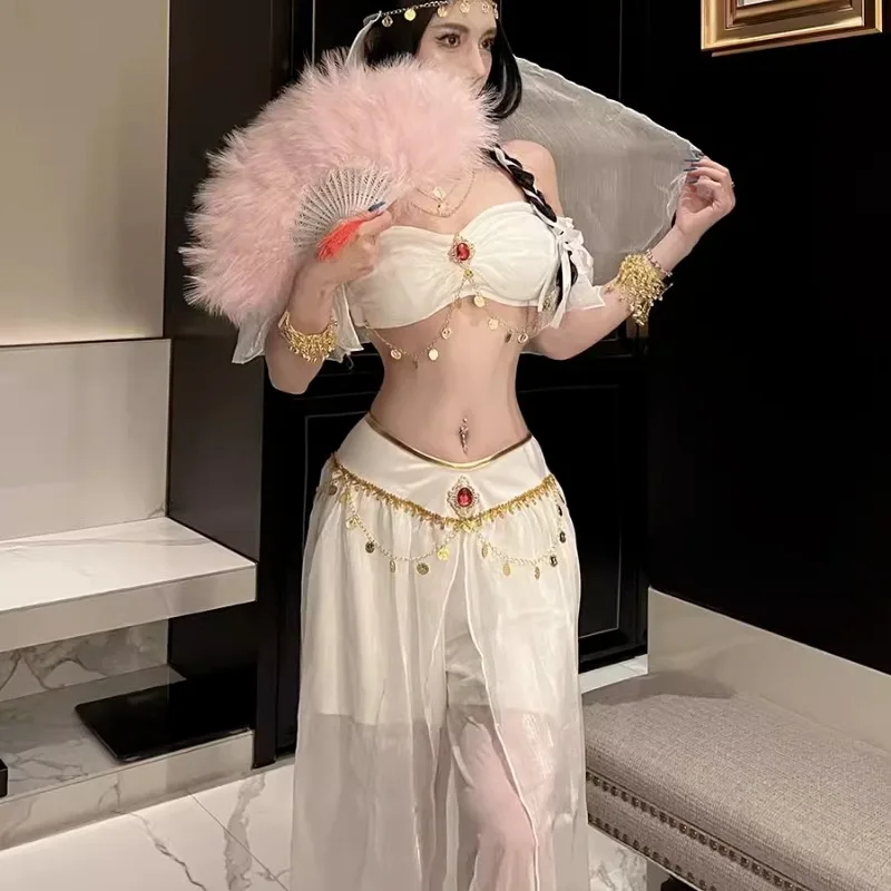

Belly Dance Sexy Goddess Uniforms Cosplay Costume Egyptian Queen's Aladdin Indian Dance Exotic Hotel Nightclub Clothing Women