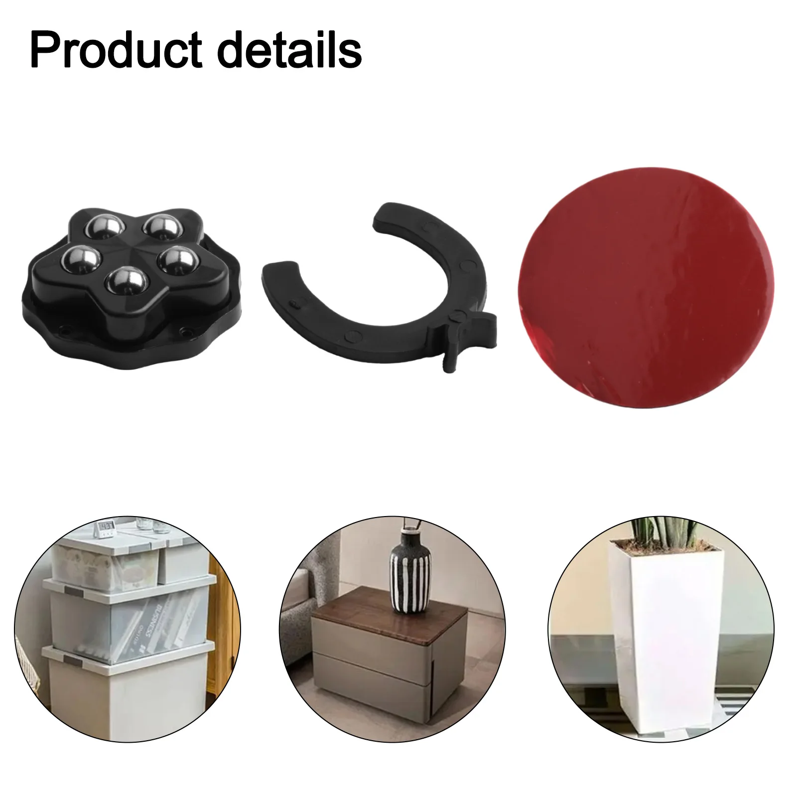 Zwart Wit Meubelwielen ABS Roestvrij Staal 75-150Kg Draagvermogen Soepele Beweging Antislip Pad Eenvoudige Installatie